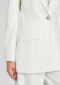 Solana Embellished Blazer(White,XXS)