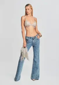 Moore Mid Rise Flare Crystal Embellished Jean(Arctic Crystal,23)