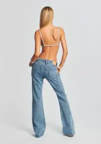 Moore Mid Rise Flare Crystal Embellished Jean(Arctic Crystal,23)