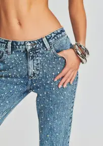 Moore Mid Rise Flare Crystal Embellished Jean(Arctic Crystal,23)