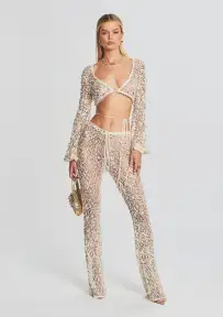 Vera Sequin Crochet Top(Ivory Gold,XS/S)
