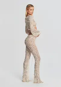 Vera Sequin Crochet Top(Ivory Gold,XS/S)