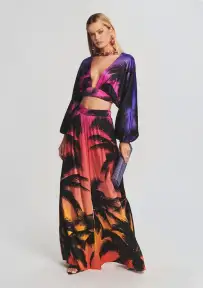 Delia Silk Pant(Sunset Palm,XXS)
