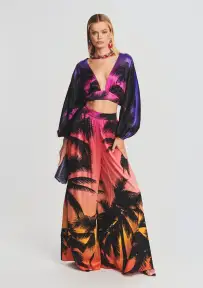 Delia Silk Pant(Sunset Palm,XXS)