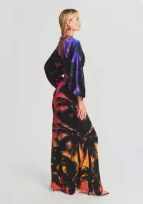 Delia Silk Pant(Sunset Palm,XXS)