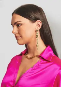 Lychee Martini Letter Earrings - Gold Luxe