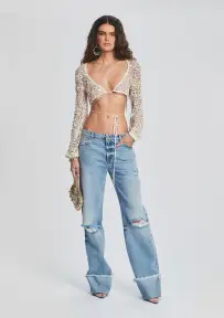 Vera Sequin Crochet Top(Ivory Gold,XS/S)