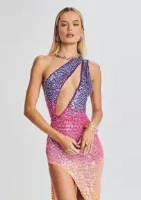 Candice Sequin Crochet Dress(Sunset Ombre,XS/S)