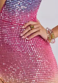 Candice Sequin Crochet Dress(Sunset Ombre,XS/S)