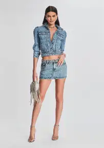 Ada Crystal Embellished Denim Jacket(Arctic Crystal,XXS)