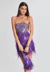 Avery Sequin Feather Bag - Ultra Violet