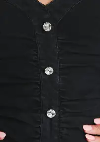 Raquel Strapless Denim Dress(True Black,XXS)
