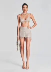 Sylvio Chain Skirt(White/Silver,XXS)