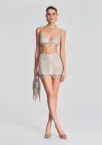 Sylvio Chain Skirt(White/Silver,XXS)