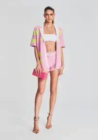 Lei Shirt(Stripe Pink + Green,XXS)