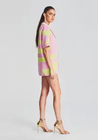 Lei Shirt(Stripe Pink + Green,XXS)