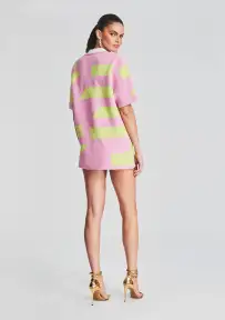 Lei Shirt(Stripe Pink + Green,XXS)