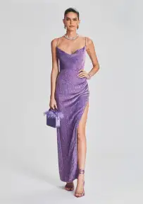 Katya Sequin Dress(Metallic Lavender,XXS)