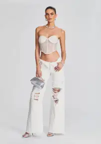 Ollie Wide Leg Jean(White,23)