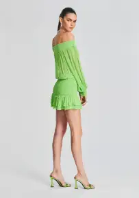 Taisha Embellished Silk Chiffon Dress(Lime Punch,XXS)