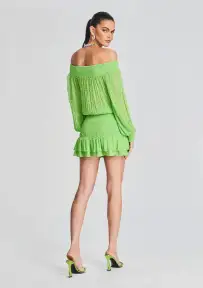 Taisha Embellished Silk Chiffon Dress(Lime Punch,XXS)