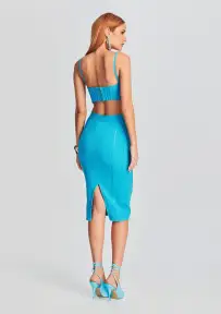 Gabi Bandage Knit Top(Aqua Blue,XXS)