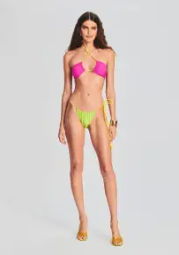 Chili Bikini Top(Hot Pink/Yellow,XS)