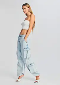 Samira Low Rise Cargo Jean(Skylight,23)