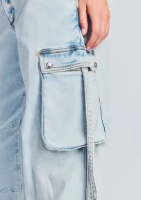 Samira Low Rise Cargo Jean(Skylight,23)