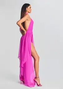 Ina Silk Chiffon Dress(Neon Pink,XXS)