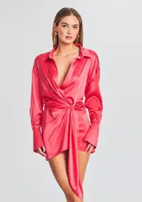 Demi Silk Dress(Neon Coral,XXS)