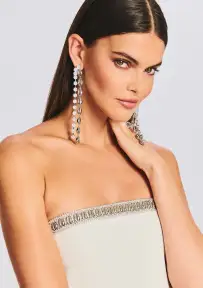 Tyde Crystal Shell Drop Earrings - Silver