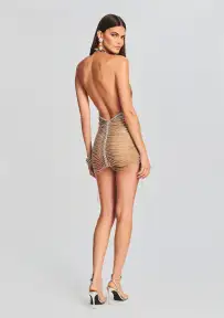 Irina Halter Dress(Nude/Silver,XXS)
