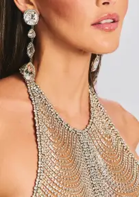 Irina Halter Dress(Nude/Silver,XXS)
