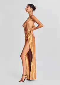 Cleo Silk Chiffon Dress(Nude Glitter,XXS)