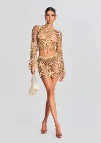 Pasha Open Crochet Top(Almond Lurex,XS/S)