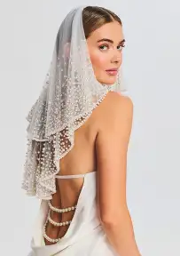 Bridgette Pearl Veil - White