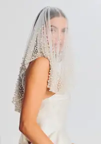 Bridgette Pearl Veil - White