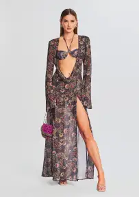 St. Tropez Bikini Top(Purple Paisley Print,XS)