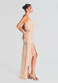 Chaylynn Silk Chiffon Dress(Dusty Peach,XXS)