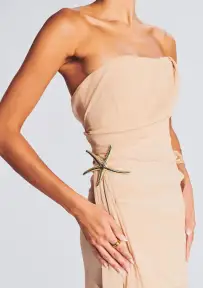 Chaylynn Silk Chiffon Dress(Dusty Peach,XXS)
