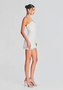 Eliza Lace Strapless Mini Dress(White,XXS)