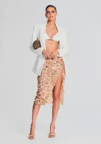 Mirage Embellished Skirt(Gold Seashell,XXS)