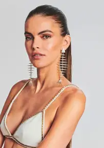 Bimini Crystal Fish Bone Earrings - Gold