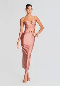 Lily Lycra Maxi Dress(Coffee Cream,XS)