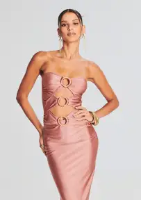 Lily Lycra Maxi Dress(Coffee Cream,XS)