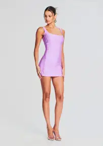 Zoe Lycra Mini Dress(Lilac Purple,XS)