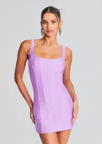 Zoe Lycra Mini Dress(Lilac Purple,XS)