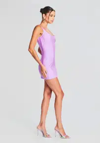 Zoe Lycra Mini Dress(Lilac Purple,XS)