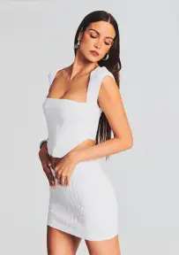 Mckenna Bandage Knit Top(White,XXS)